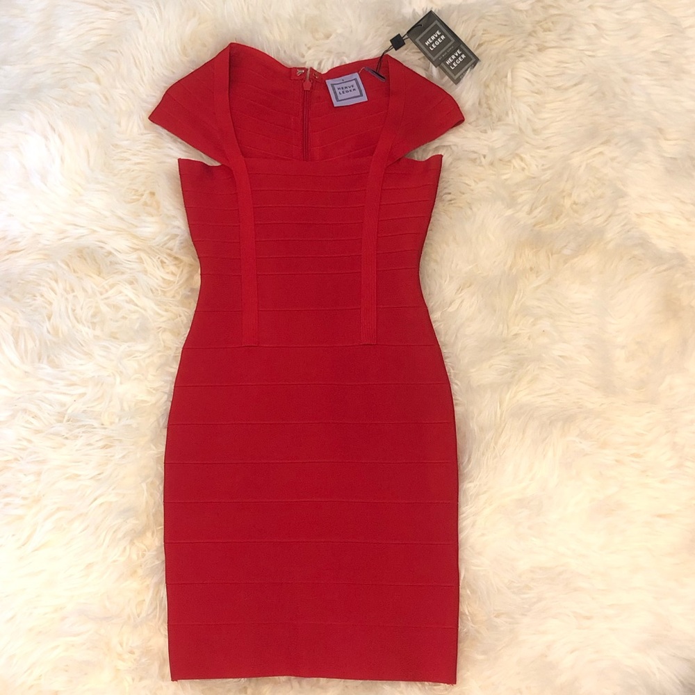 Herve Leger Red Bandage Dress